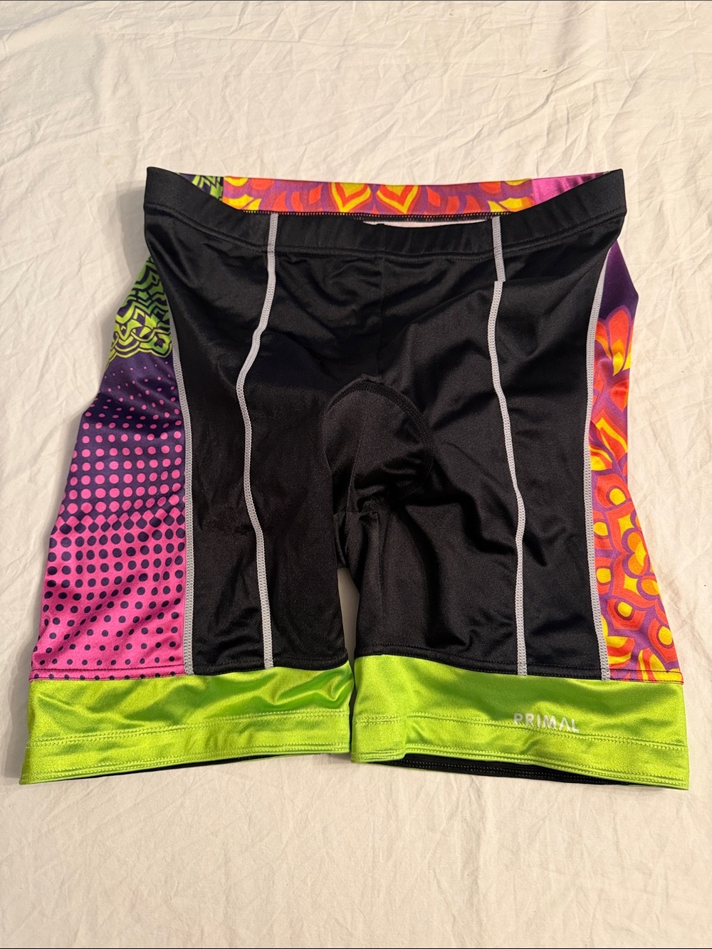 Primal Women’s Black Bike Shorts with Multicolor Panels
